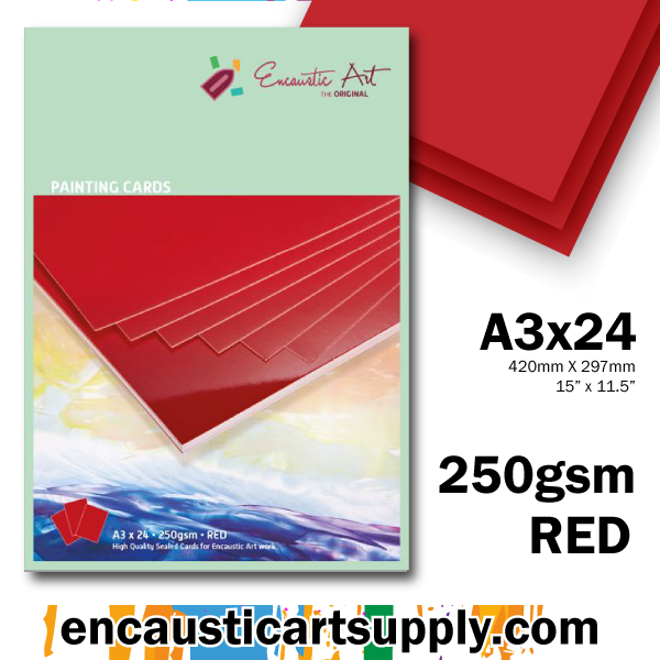 Encaustic Art A3 Painting Cards - Red