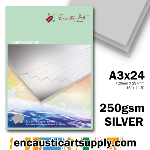 Encaustic Art A3 Painting Cards - Silver