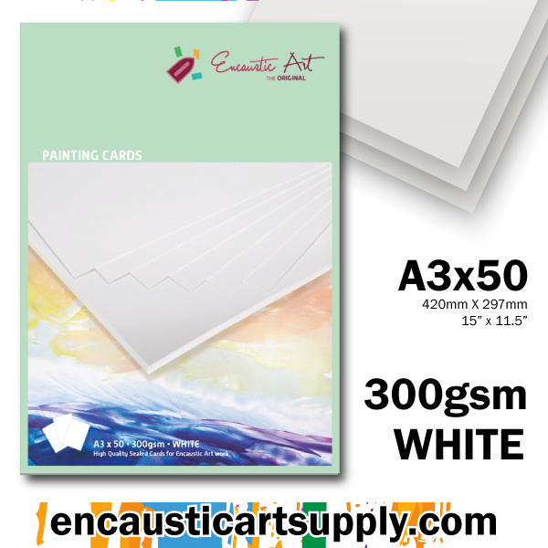 Encaustic Art Painting Cards A3 - white