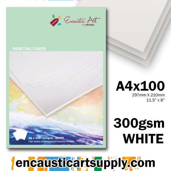 Encaustic Art Painting Cards A4 - white