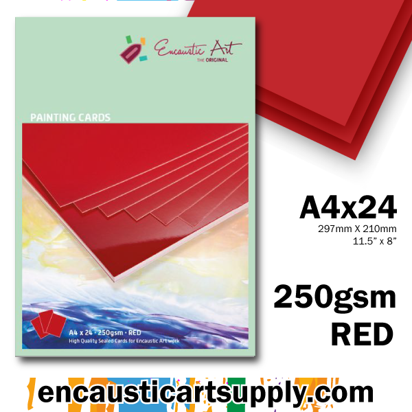 Encaustic Art A4 Painting Cards - Red