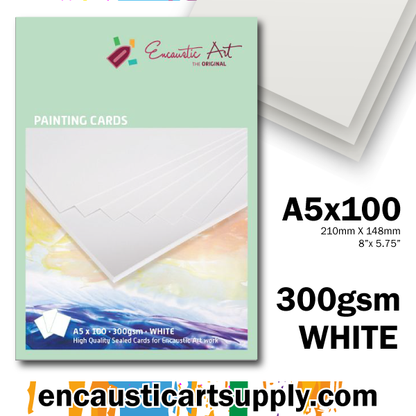 Encaustic Art Painting Cards A5 - white