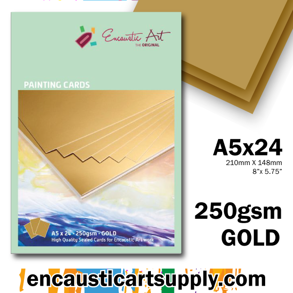 Encaustic Art A5 Painting Cards - Gold