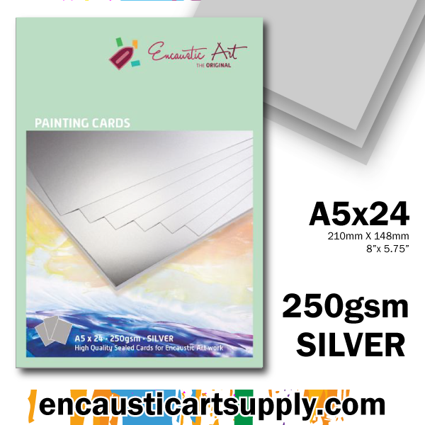 Encaustic Art A5 Painting Cards - Silver