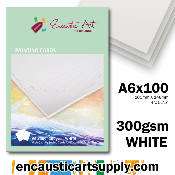 Encaustic Art Painting Cards A6 - white