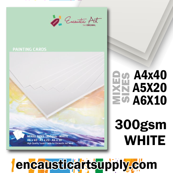 Encaustic Art Painting Cards - Mixed Sizes - white
