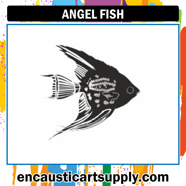 Encaustic Art Rubber Stamp - Angel Fish