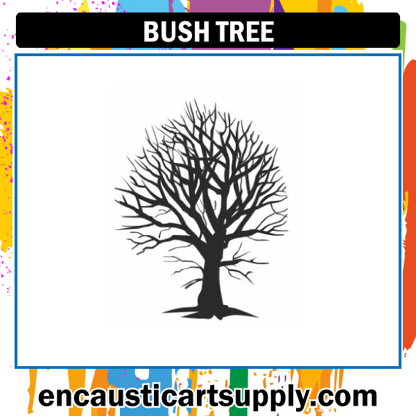 Encaustic Art Rubber Stamp - Bush Tree
