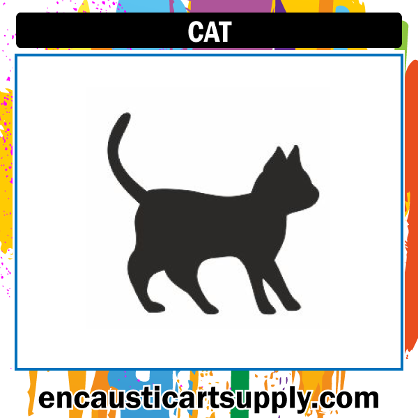 Encaustic Art Rubber Stamp - Cat