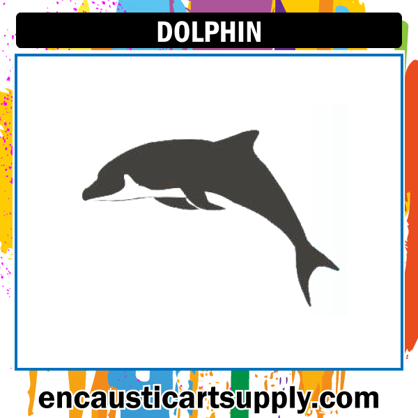 Encaustic Art Rubber Stamp - Dolphin