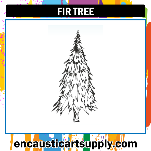 Encaustic Art Rubber Stamp - Fir Tree