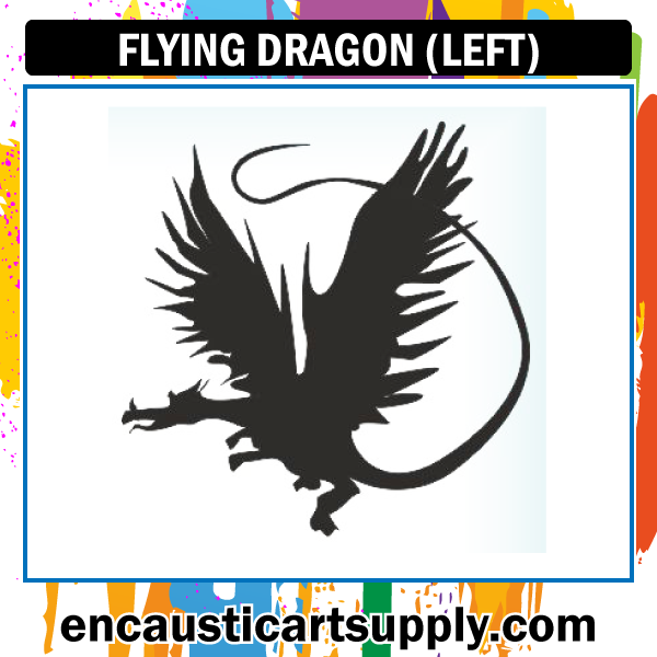 Encaustic Art Rubber Stamp - Dragon Flying (Left)