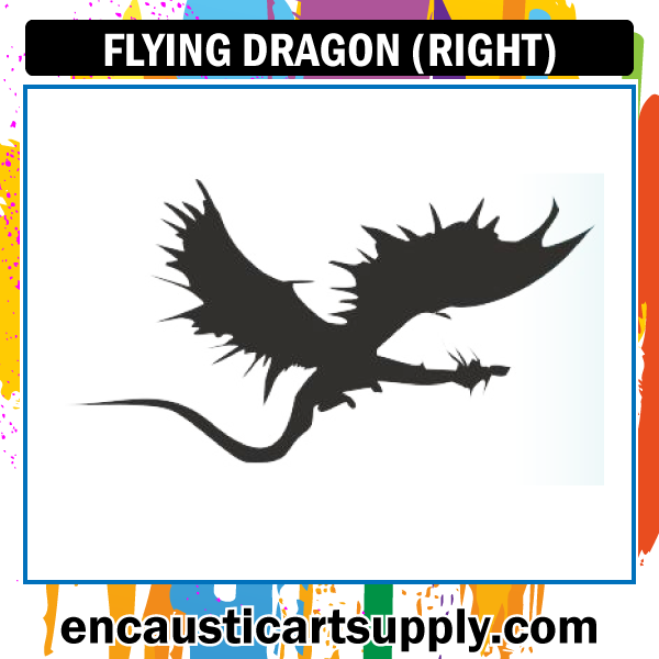 Encaustic Art Rubber Stamp - Dragon Flying (Right)
