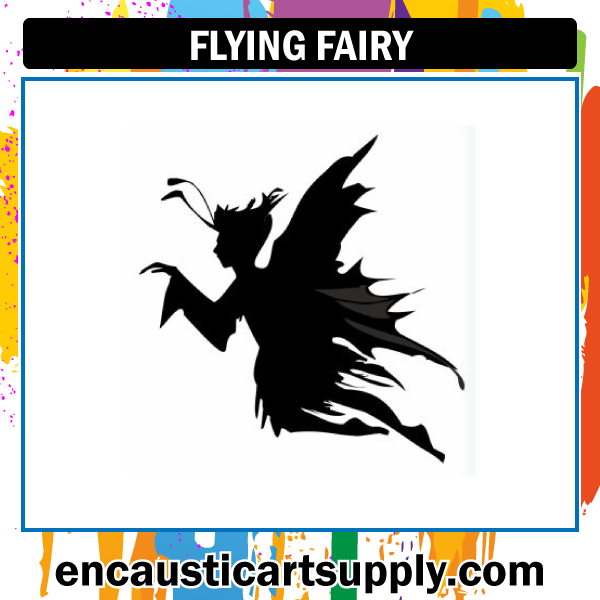 Encaustic Art Rubber Stamp - Flying Fairy