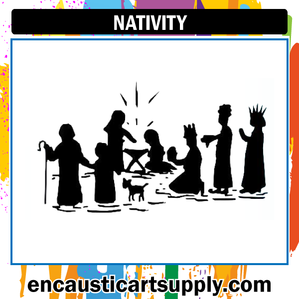 Encaustic Art Rubber Stamp - Nativity