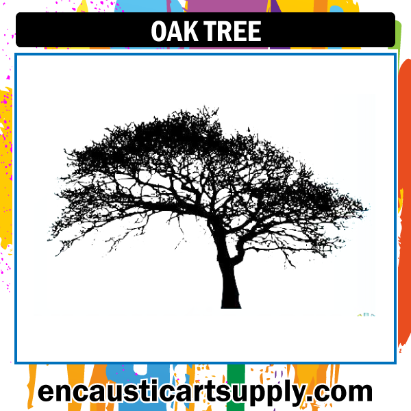 Encaustic Art Rubber Stamp - Oak Tree