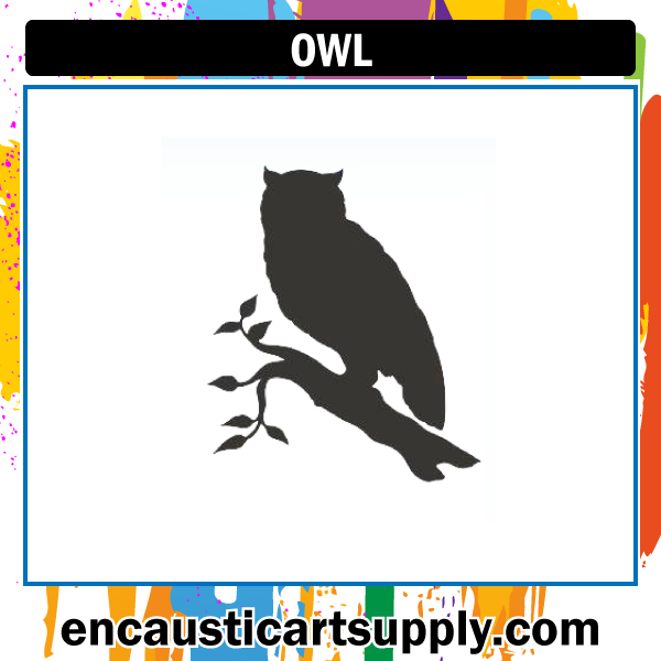 Encaustic Art Rubber Stamp - Owl