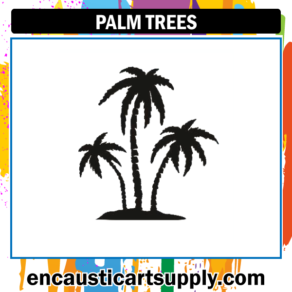 Encaustic Art Rubber Stamp - Palm Trees