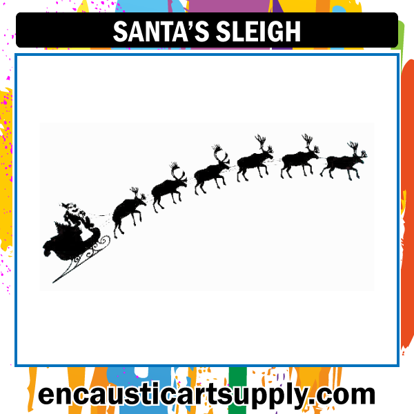Encaustic Art Rubber Stamp - Santa's Sleigh