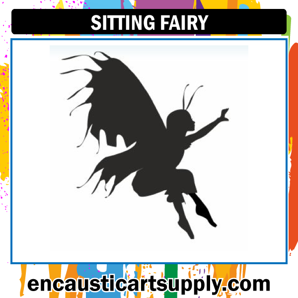 Encaustic Art Rubber Stamp - Sitting Fairy 
