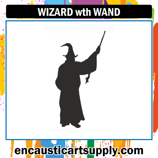 Encaustic Art Rubber Stamp - Wizard with Wand
