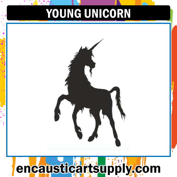 Encaustic Art Rubber Stamp - Young Unicorn