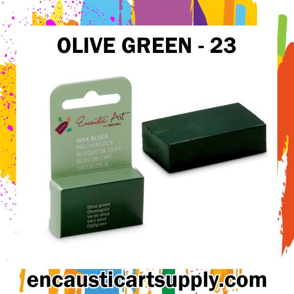 Encaustic Art Wax - Individual Boxed Block - Olivegreen