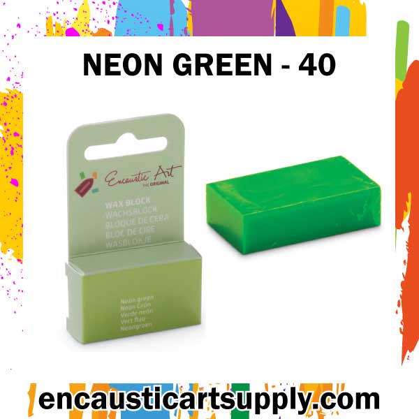 Encaustic Art Wax - Individual Boxed Block - Neon green